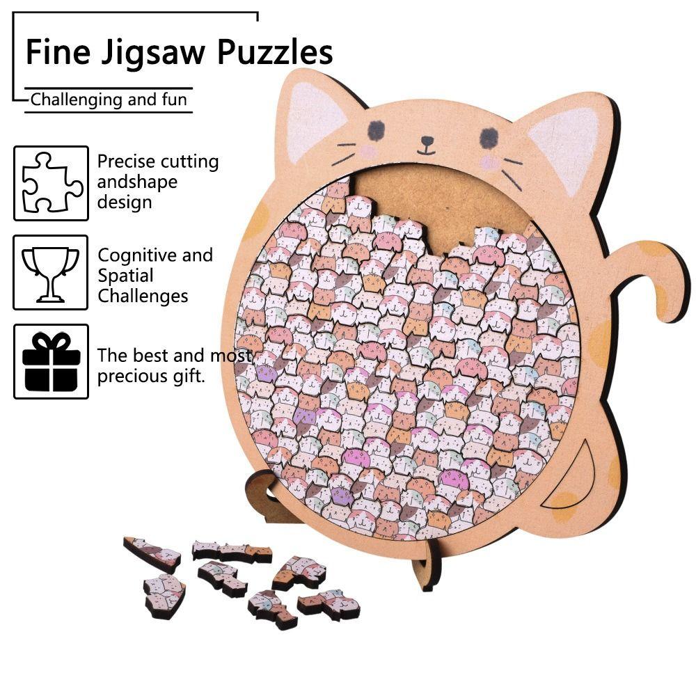Big Mouth Cat Jigsaw Irregular Cat-Shaped Puzzle Creative Wooden Puzzle Children Toys