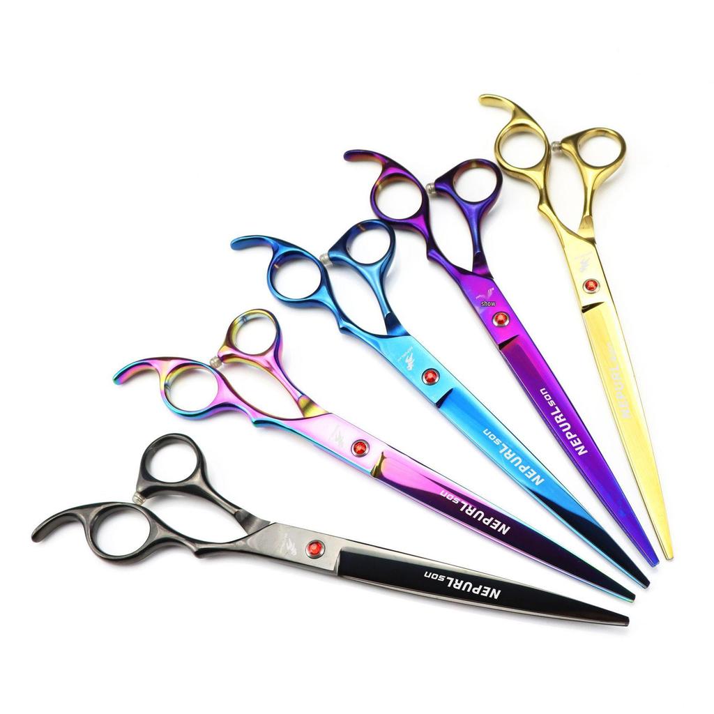 Napson 8.0" Color Hand-shaped Pet Grooming Straight Shears