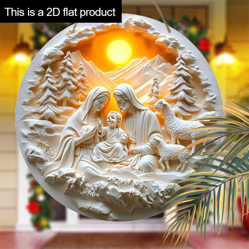 Holy night Nativity scene pendant, decoration of home walls or doors, 2d flat wooden, Christmas decoration, gifts for friends and family