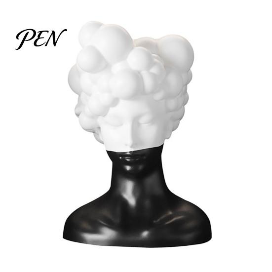 Niche Decorative Crafts Modern Abstract Bust Statue, Man Portrait Sculpture, Minimalist Black And Unique Curly Hair Statue White Art Ornament for Home