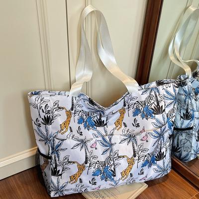 Large Capacity Shoulder Bag Women's Bag Canvas Bag 2025 New Ins Tote Class Handbag Commuter Beach Bag