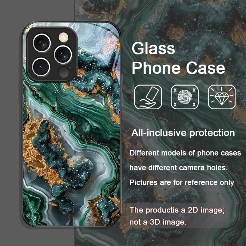 

Потрясающий чехол из закаленного стекла с изумрудным узором для IPhone 17 16 Pro Max 15 14 13 12 Mini 11 X XS XR 7 8 Plus, противоударный iPhone 13 mini