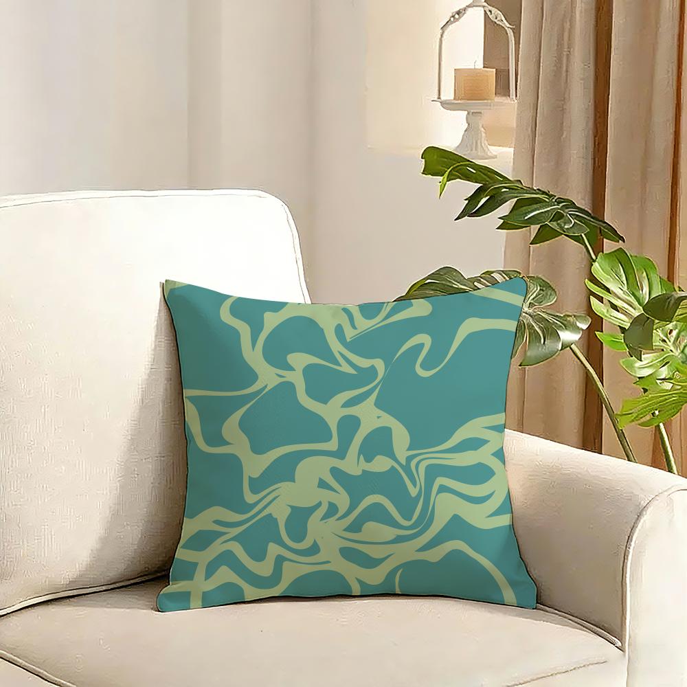 Bohemia Green Cushion Cover Reversible Plush Pillow Cover Soft Fluffy Home Decor for Sofa Bedroom