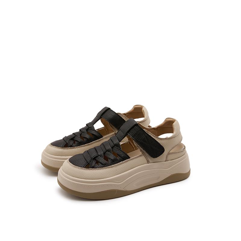 

Fashion AIYUQI 2025 new women s sneakers shoes Summer thick-soled hollow women s sandals Large-size casual pig cage female shoes 43 чёрный