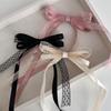 Korean Style Sweet Double-Layer Lace Hair Bow Clip with Long Flowing Ribbon