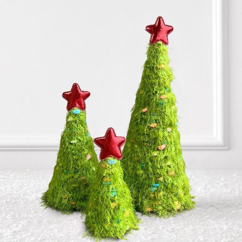 Christmas Christmas Desktop Ornaments Christmas Gifts Colorful Dot Design Cute Plush Christmas Tree Exquisite 3PCS/Set