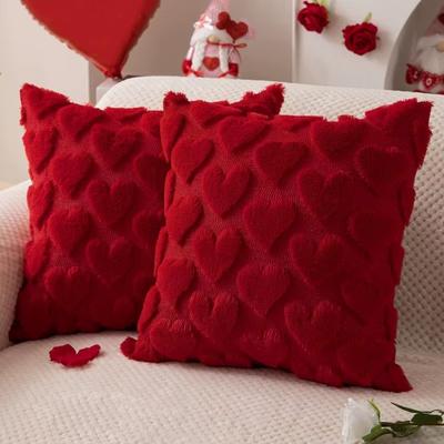 1pcs Modern Plush Cushion Cover Decorative Red Pillow Cover for Holiday Parties 45X45CM Soft Plush Pillowcase