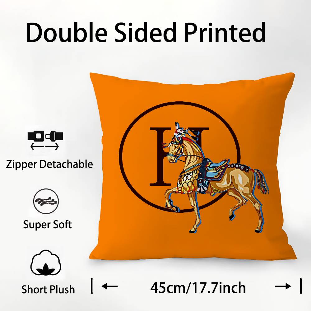 Luxury Horse Pillow Case Plush Fabric Soft  Pillowcase Double Sided Print Cushion Cover Household Gifts