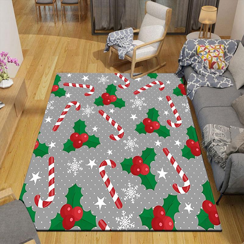 1Pc Christmas Candy Cane Rug Office Carpet Indoor Outdoor Doormat Nonslip Soft And Comfortable Living Room Christmas Halloween Gift D91815