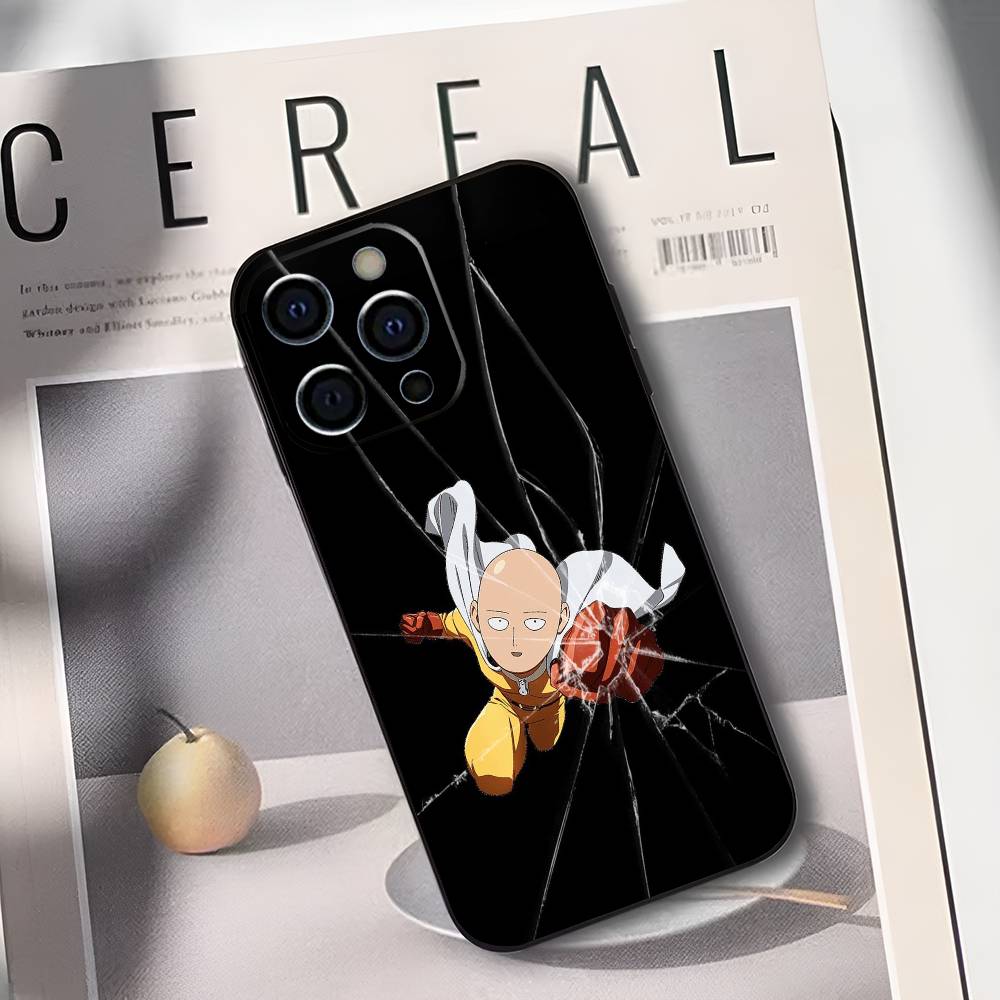 One P-Punch M-Man S-Saitama Phone Case For iPhone 17,16,15,14,13,12,11 Plus,Pro Max,XS,Soft Black Cover