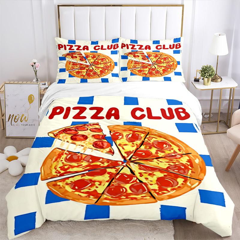 3pcs Pizza, Club Duvet Cover Set, Soft Comfortable Duvet Cover,Guest Room (1*Duvet Cover + 2*Pillowcase, Without Core) yy251104182