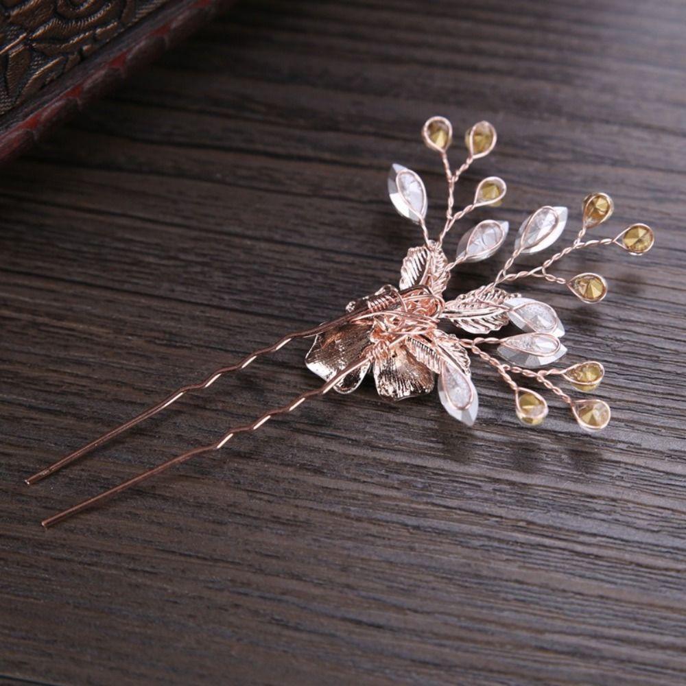 Rhinestone Crystal Flower Hairpins Hair Jewelry Vine Hair Pin Graduation Ceremonies