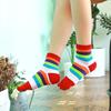 1 Pair Women Colorful Striped Toe Socks Breathable Arch Support Mid-calf Socks Non-slip Moisture Wicking Compression Socks