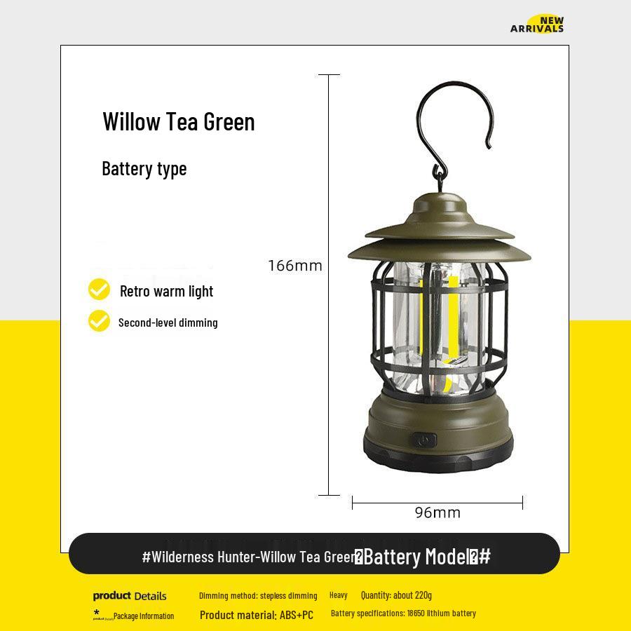 Waterproof Retro Portable Lantern with Type-C Charging for Camping