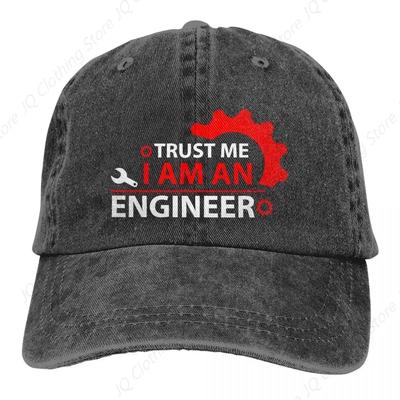 Confie em Mim Sou Engenheiro Boné de Beisebol Logo Vermelho Alta Qualidade Lavado Boné Trucker Unissex Masculino Design Clássico