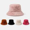 Solid Colors Faux Fur Cap Thickened Warm Fisherman's Hat Fashion Basin Bucket Hats  for Women Girl