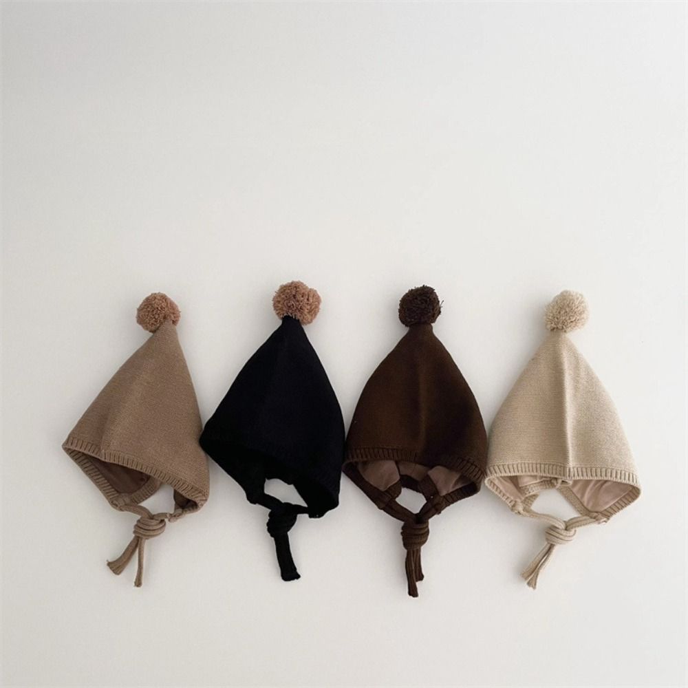 Knit Ear Protection Caps Thickned Toddler Bonnet Cap Fashion Pom Baby Hat