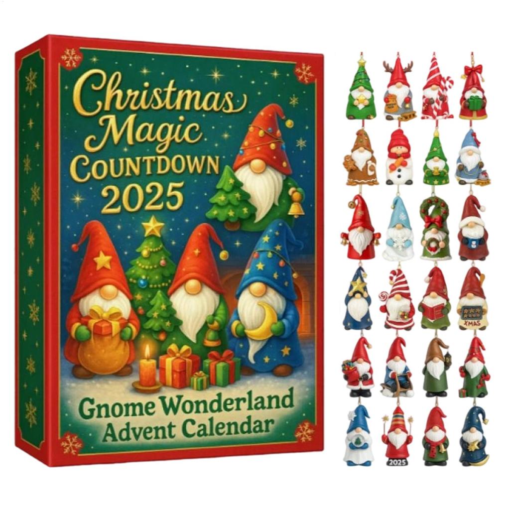 Christmas Advent Calendar 2025 Acrylic 2D Gnome Tree Pendant Ornaments Holiday Countdown Calendar Xmas Navidad Party Supplies