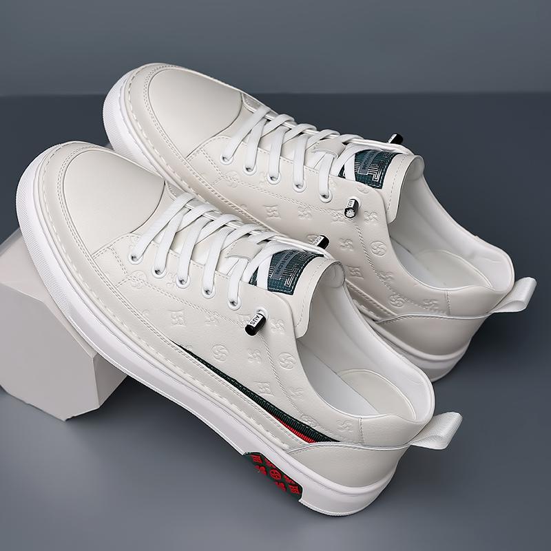 Frühling Herbst Flach /5cm Aufzugschuhe Herren Lässig Echtleder Sneaker Freizeit Höhenzunahme Atmungsaktiv Herren Slipper Trendig