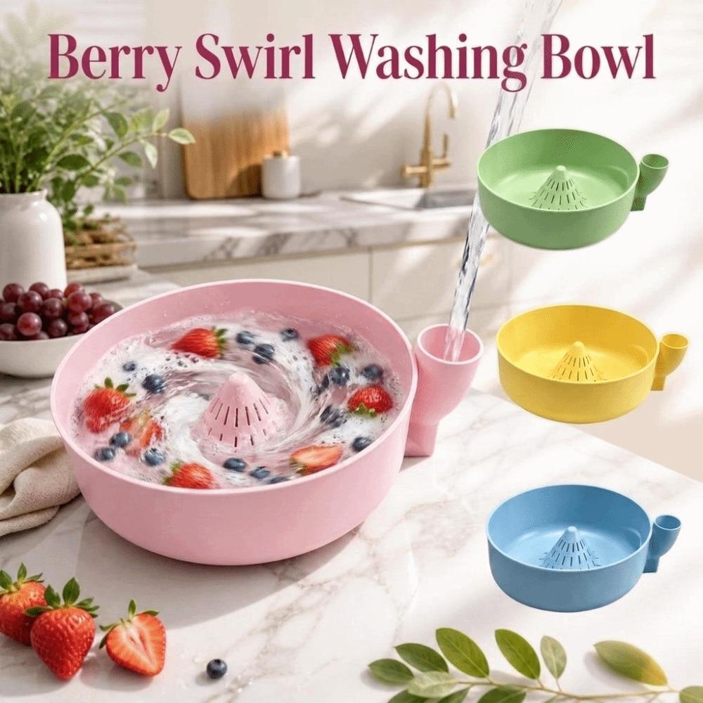 Rotating Berry Swirl Washing Bowl Quick Drain with Drain Holes Berry Rinse Basin Easy Clean Multi-functional