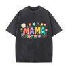 Playful Mama Wildflower Lettering Ar Loose Solid Distressed T Shirt American Casual Crew Neck Top