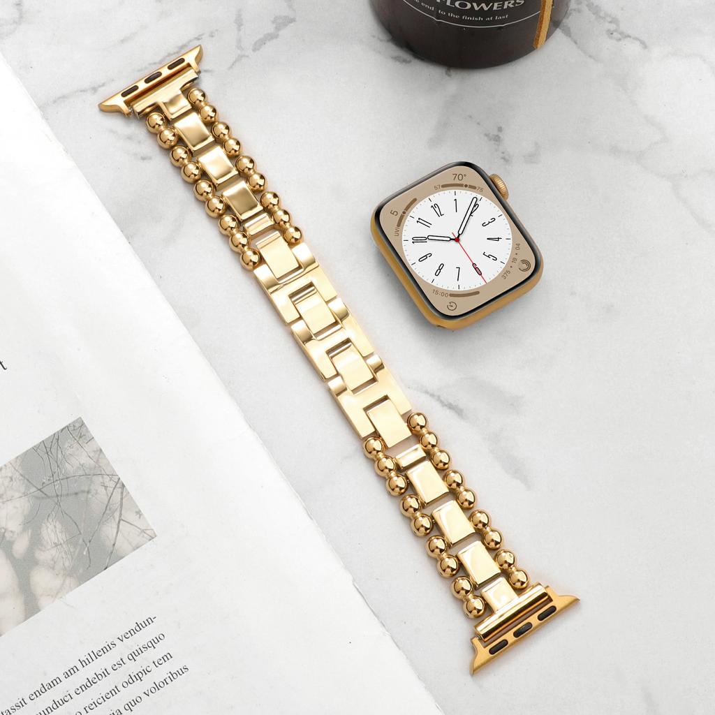 Watch Band for Apple Watch Ultra 3 2 1 49mm/Series 11 10 46mm/9 8 7 45mm/SE3 SE2 SE 6 5 4 44mm/3 2 1 42mm Side Beads Stainless Steel Wrist Strap