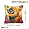 Cute Kitten Pillowcase 45x45cm Peach Skin Fabric Floral Butterfly Cushion Cover Home Decor Pet Lover Gift No Pillow Core