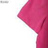 ZANZEA Lässiges Sommerkleid mit Rundhalsausschnitt und kurzen Ärmeln für Damen