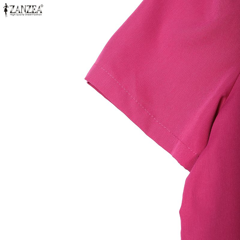 ZANZEA Lässiges Sommerkleid mit Rundhalsausschnitt und kurzen Ärmeln für Damen