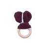 100% Cotton Baby Bunny Ear Teether Rabbit Beech Wooden Rattle Teether Safe Organic Wooden Ring Nursing Training Teethers Toy