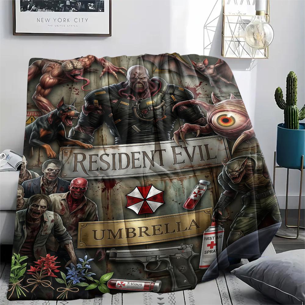 Resident Evil Survival Horror Art Set Flannel Blanket, Birthday & Holiday Gift, Soft Warm Throw for Home Decor.chl