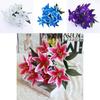 Lush 45cm 10 Heads Artificial Stargazer Lilies Silk Flower Bouquet For Vibrant Decor