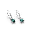 Emerald Diamond Water Drop Square Stud Earrings: Elegant Retro Fashion for Women