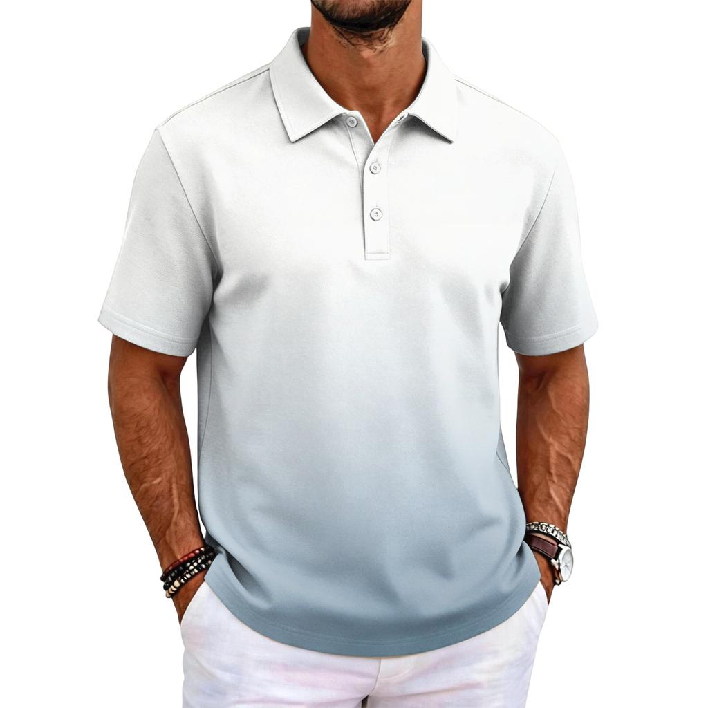 Men Short Sleeve Polo Shirt Classic Fit Lightweight Breathable Fabric Business Casual Solid Basic Collar Top