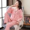 In the elderly 100% pure cotton pajamas women's spring and autumn models autumn and winter long-sleeved large-size suit casual can wear loungewear