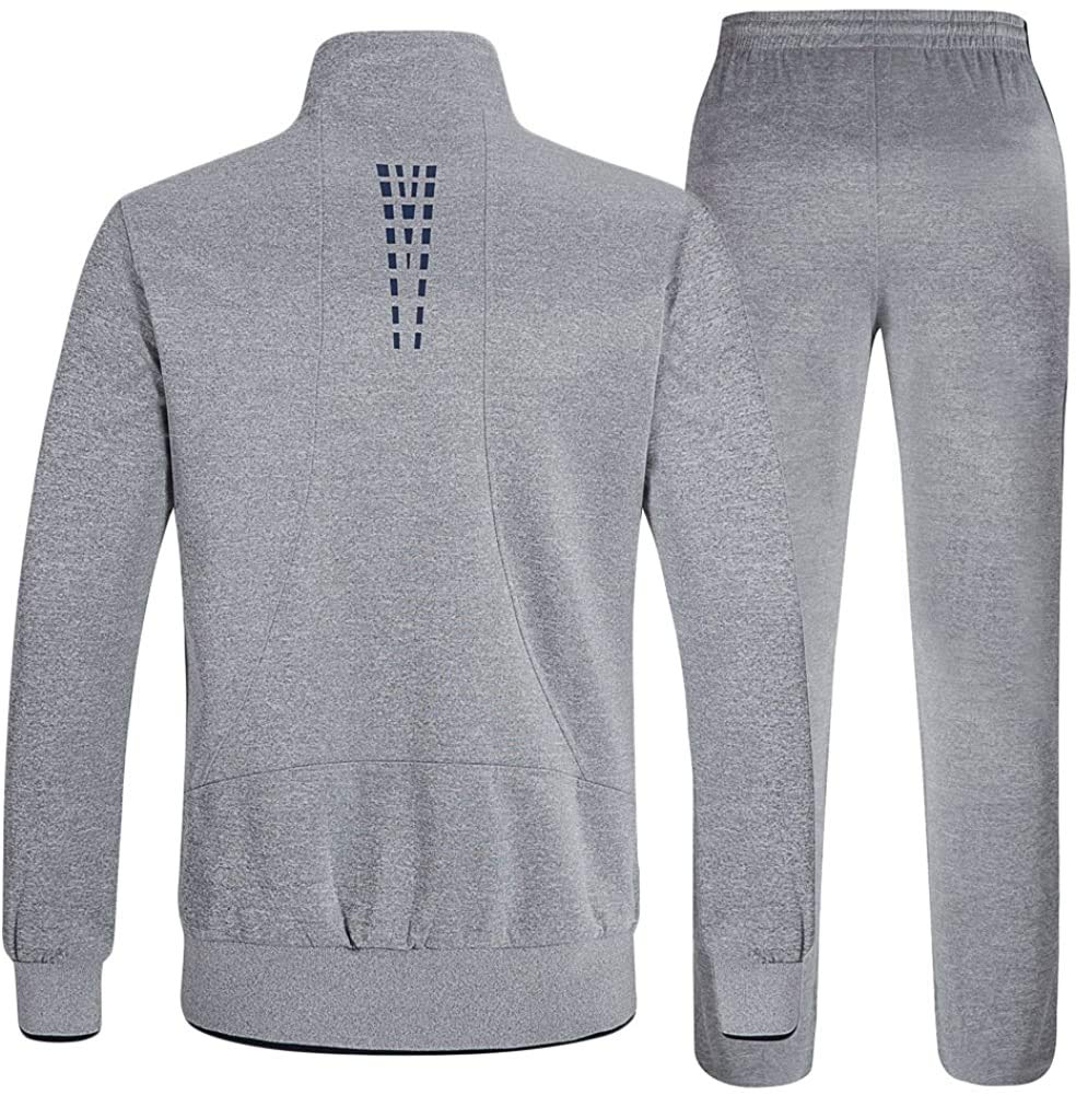 [Gopune] Men's Tracksuit Set Top & Bottom Sportswear Training Running Jogging Pants Outdoor Loungewear Casual Wear Gray 3XL