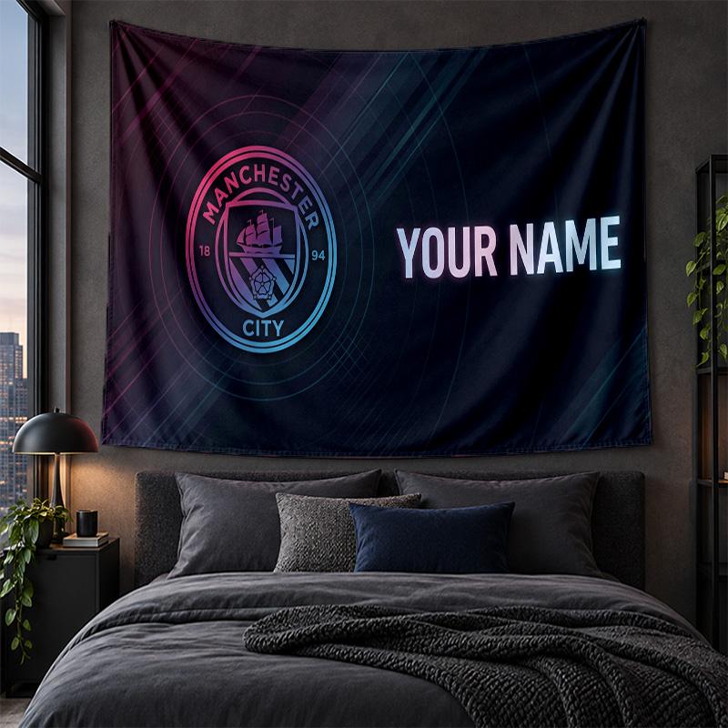 Personalized Tapestry Wall Hanging Manchester City Pattern Art Background Cloth