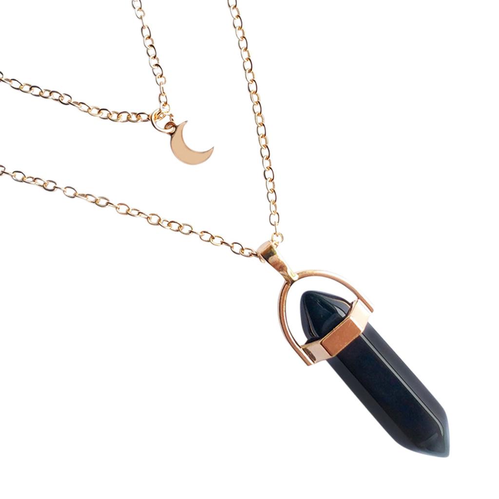 Multi Layered Necklace Hexagonal Bullet Gothic Natural Stone Moon Supernatural Pentagram Choker Pendant Women Gifts