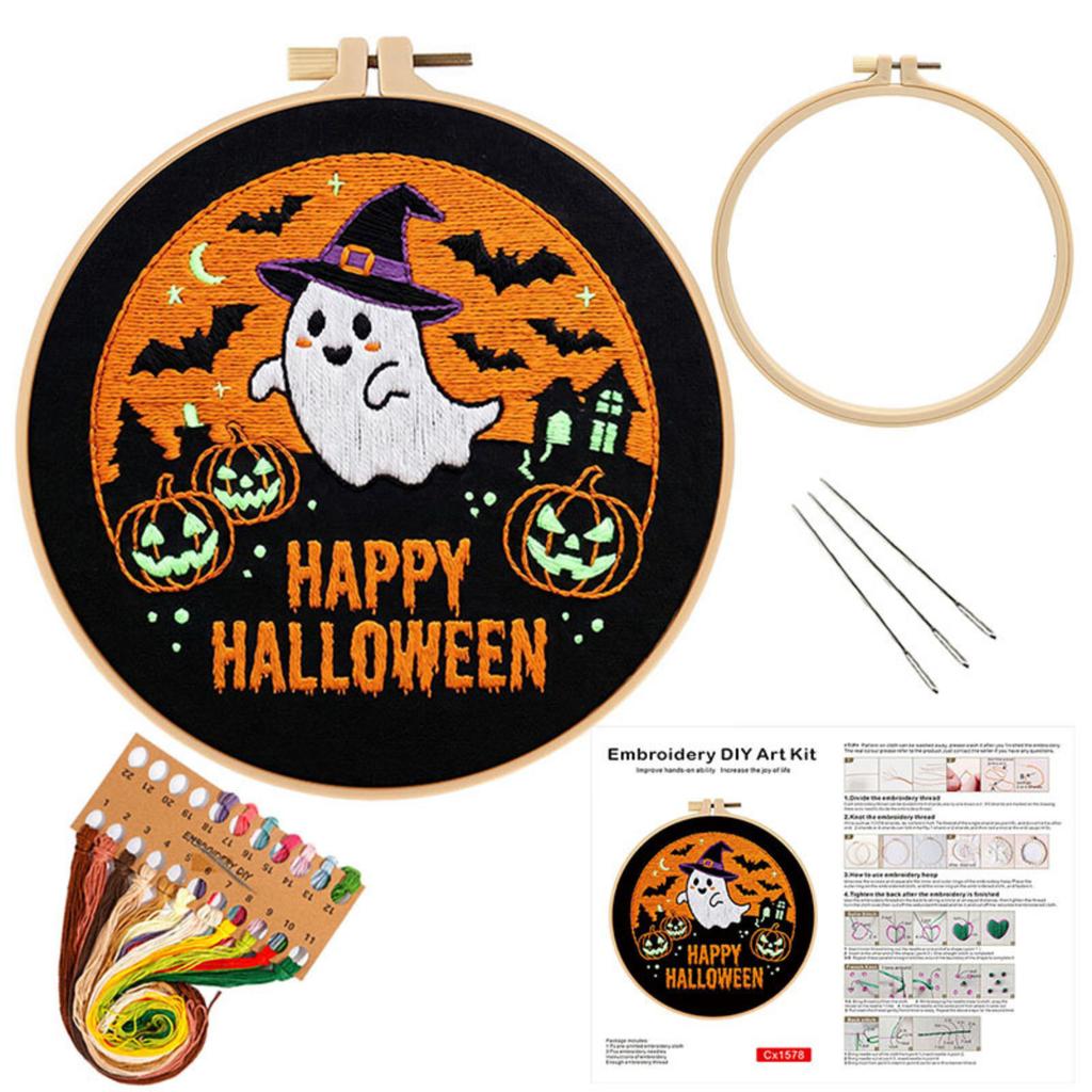 Halloween Embroidery Kit DIY Sewing Material Set for Beginners