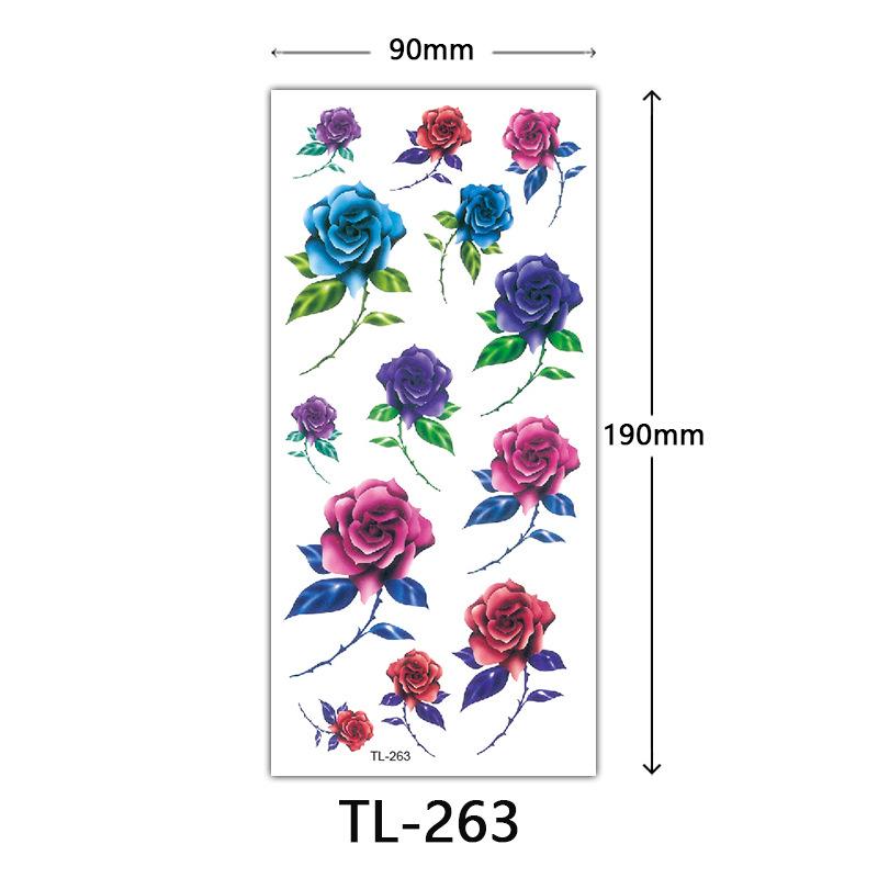 Flower Tattoo Stickers, Color Sketch Tattoo Stickers, English Letters, Wedding Photography Tattoo