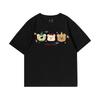 New Korean age-reducing bear print black short-sleeved t-shirt women's loose fat mm large size cotton top summer