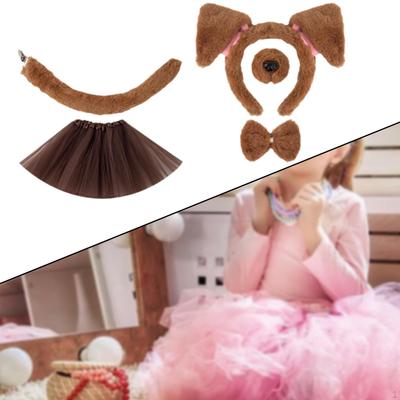 Barn Valp Hund Kostyme Tilbehør Tutu Øre Pannebånd Sløyfe Hale for Cosplay