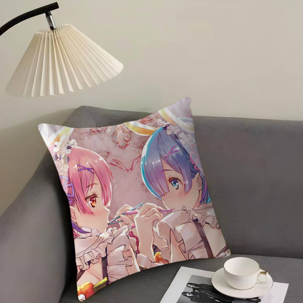 Rem Ram Cartoon Animation Pillowcase Toon Gift Cushion Cover Bedroom Home Sofa Chair Seat Decor Pillow Case