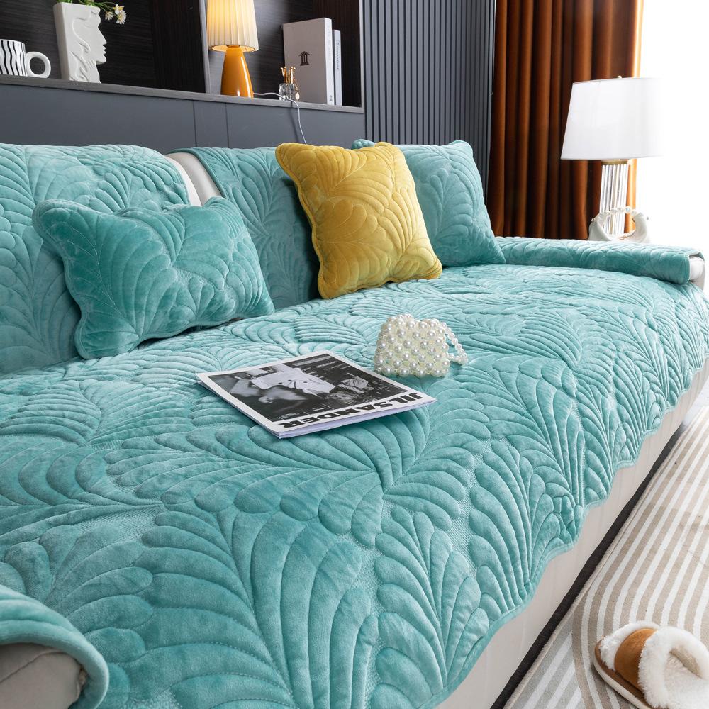 

Solid Color Cross-Border New Milk Fleece Sofa Cushion Non-Slip Fleece Thickened Plush Seat Cushion Cover Cover Plantain Leaves 70*70cm зелёный