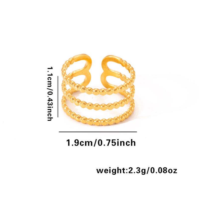 Elegant French Titanium Steel Multi-Layered Leaf Ring with Irregular Design, 18K Gold Plating