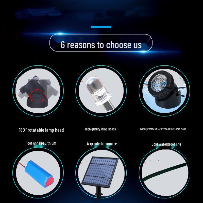 Underwater RGB Solar Garden Light for Pool, Lawn, Rockery, and Courtyard