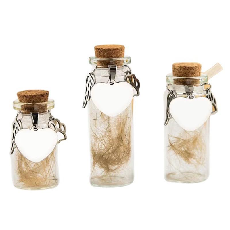 Pet Memorial Bottle For Pet Hair Dogs Cats Fur Keepsake Bottle Storage With 3 Silver Accessories Pet Memorial Urn Container