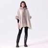 European & American Autumn/Winter Faux Rabbit Fur Hooded Shawl Women's Woolen Plus Size Cardigan Cape