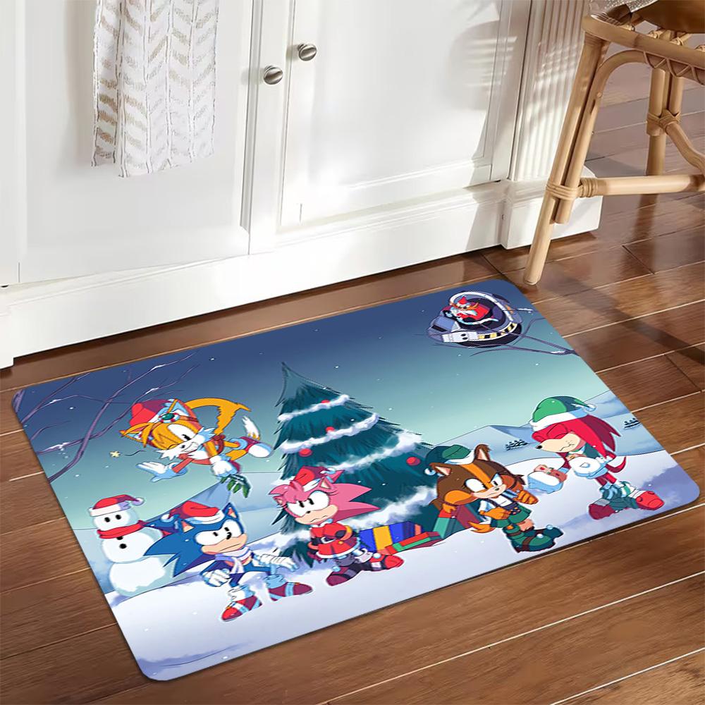 Sonic The Hedgehog Figures Set Decoration,Carpet,Living Room,Bedroom, Non-slip,Square rug