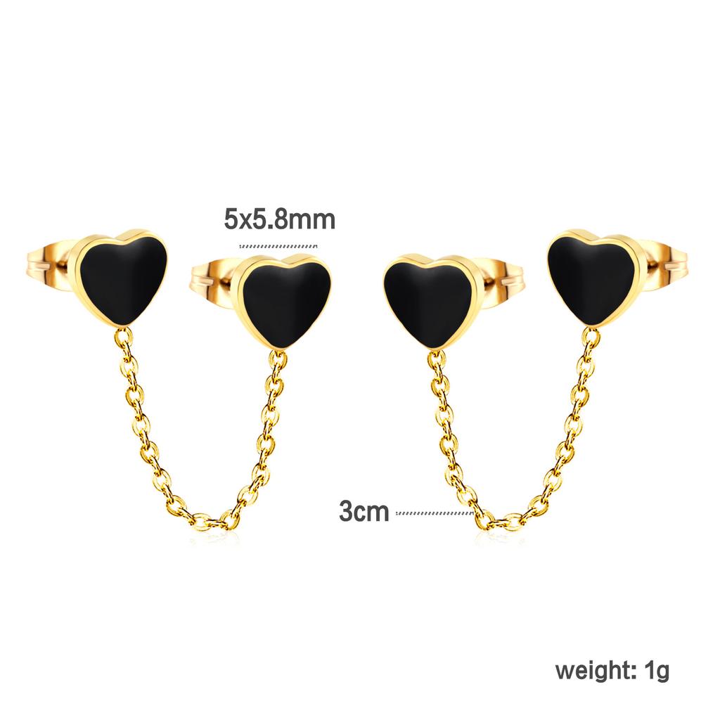 Personalized Long Heart Drip Oil Screw Ear Bone Studs Double Ear Piercing Earrings for Women
